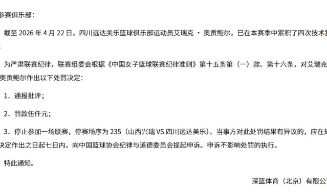停赛，缺席总决赛抢五大战